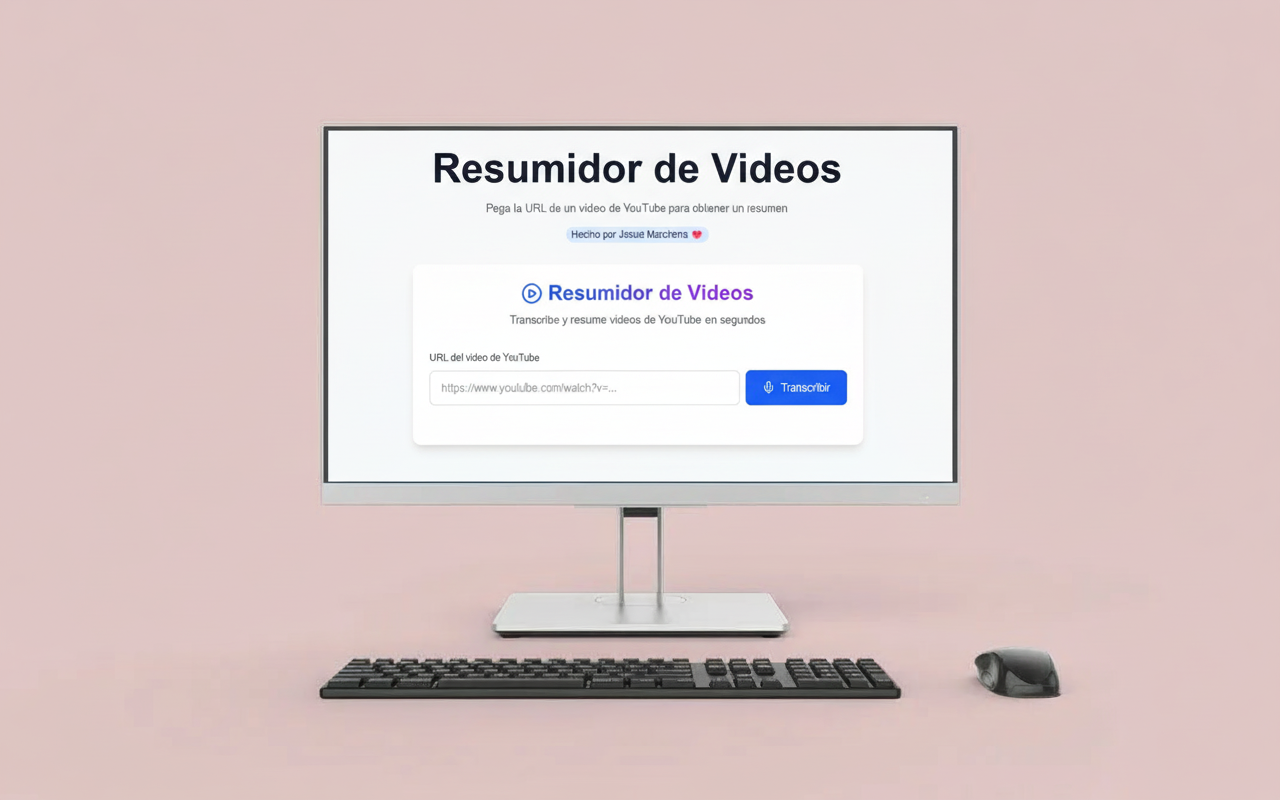 Captura de Video Summarizer mostrando un resumen generado a partir de un video de YouTube
